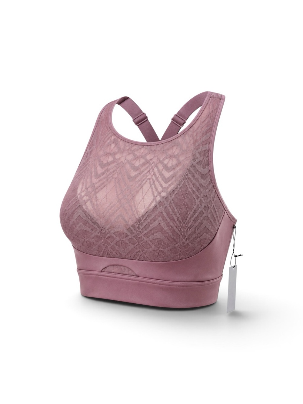 Victoria's Secret Lace High-Neck Sports Bra - Mauve